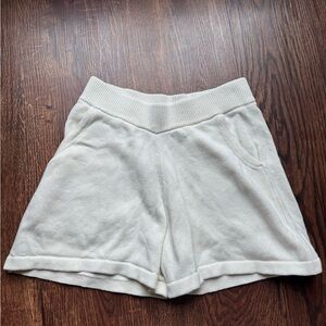 High Waist Cream Cashmere blend Knit Women's Shorts